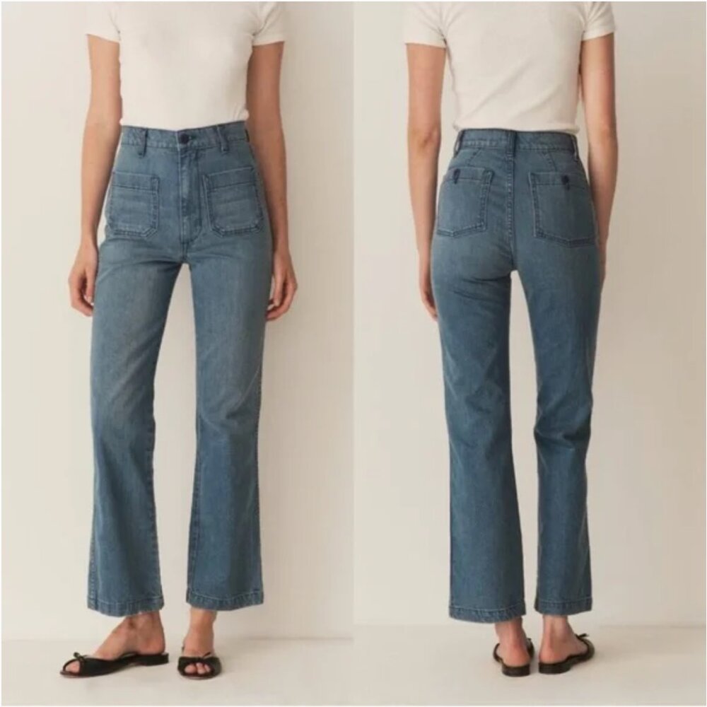 Doen MARITIME JEAN IN MENTON WASH Jeans Blue High Waist Wide Leg Women's Size 27